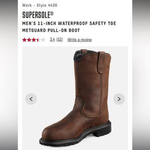 SUPERSOLE® MEN'S 11-INCH WATERPROOF SAFETY TOE METGUARD PULL-ON BOOT SZ 12